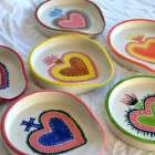 Green and Pink Ceramic Sacred Heart Spoon Rest